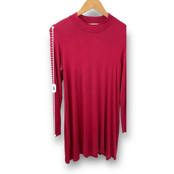 Women’s Boutique Solid Red Long Sleeve Dress Small - Picture 6 of 8